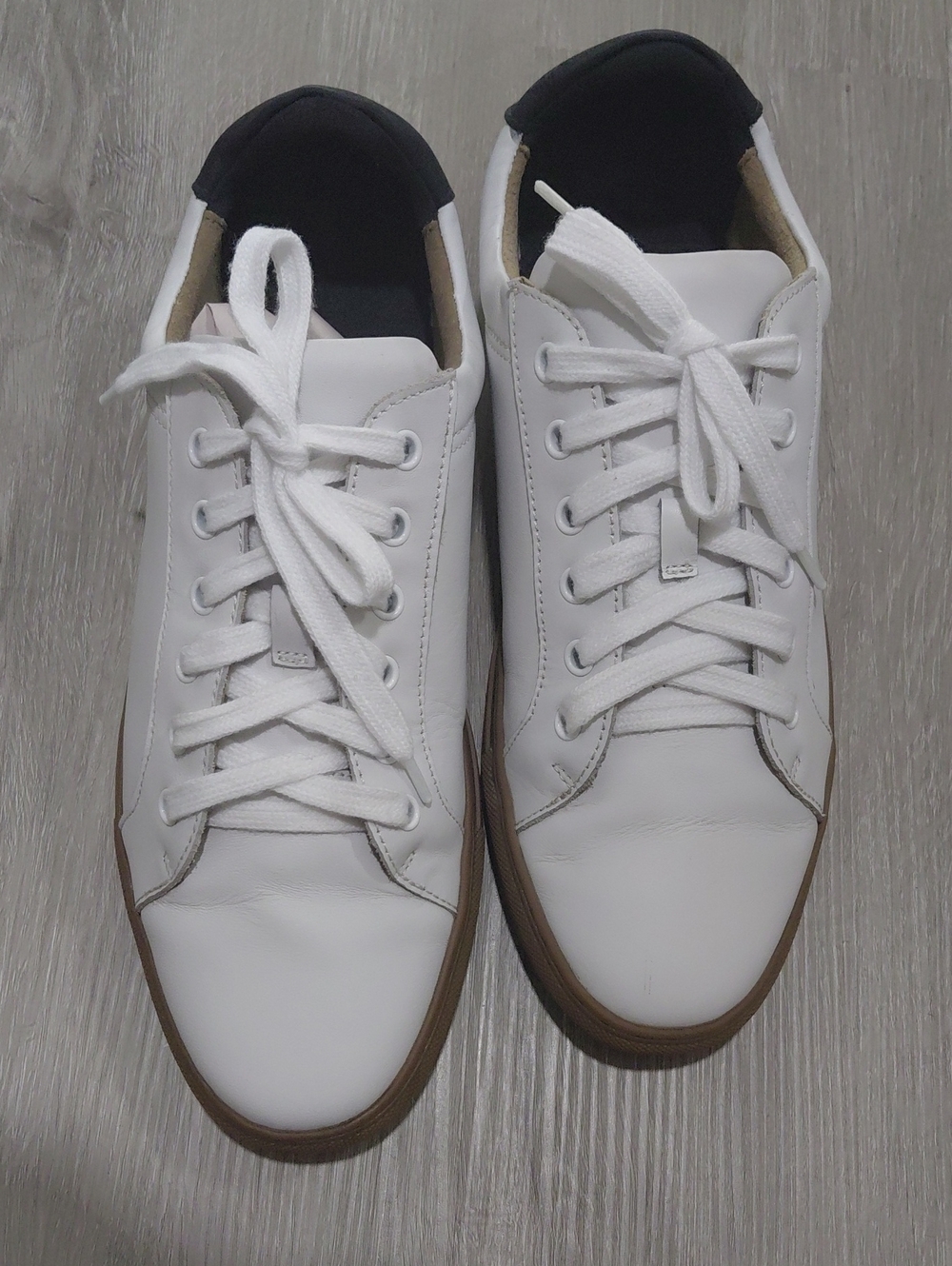 Banana Republic White Sneakers with Brown Sole and Black Heel